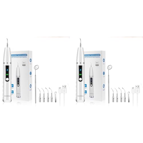 HANNEA® Teeth Whitening Kit Electric Tartar Remover with LED Stain 3 Working Modes Cleaning Kits 4 Stainless Steel Bits Oral Mirror Home Dental Care 2 PCS HANNEA® Teeth Whitening Kit Electric Tartar Remover with LED Stain 3 Working Modes Cleaning Kits 4 Stainless Steel Bits Oral Mirror Home Dental Care 2 PCS